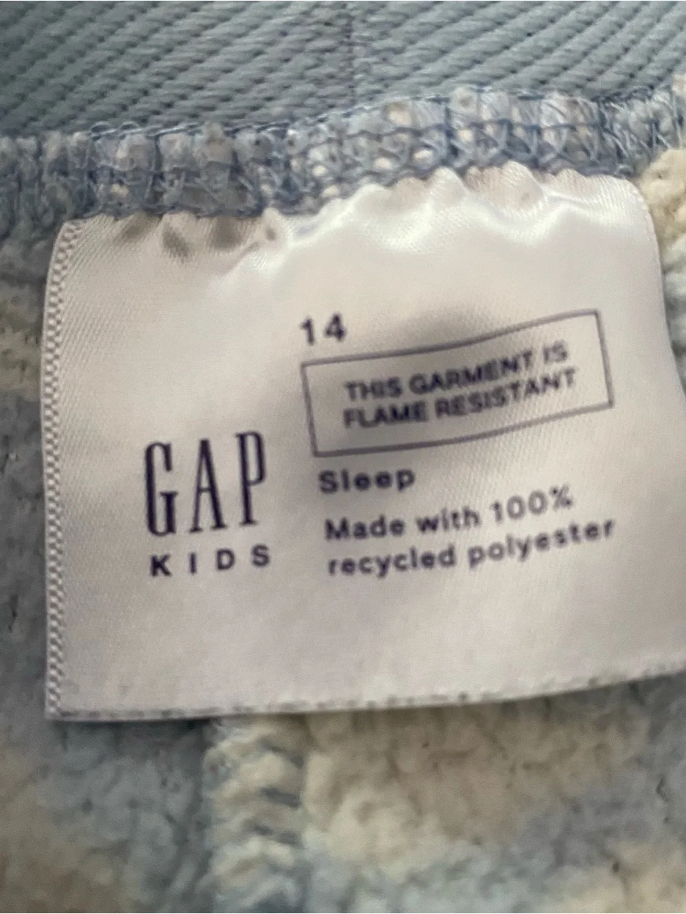Gap Pajama Pants Girls 14 Blue Fleece Clouds Cozy Lounge Pajama Bottoms Pjs Fun
